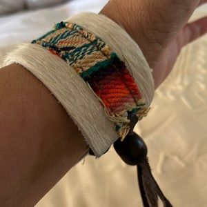 Hide, serape and leather bracelet